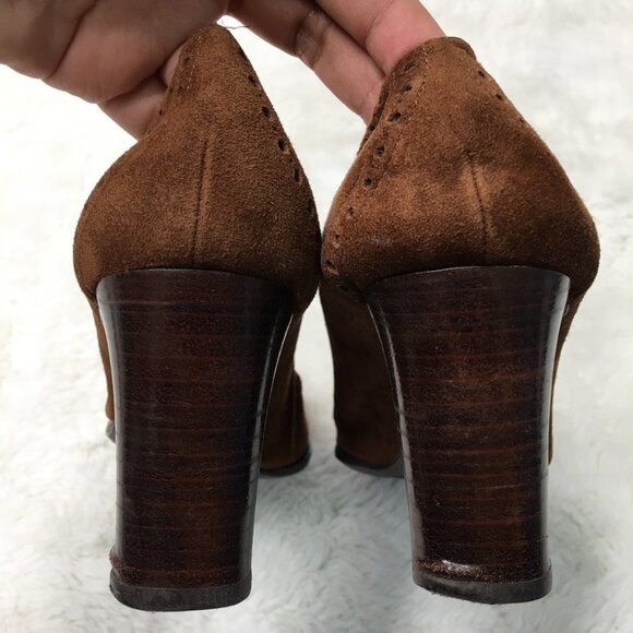 Stuart Weitzman Brown Suede Heels Size 4 1/2 - Picture 9 of 13